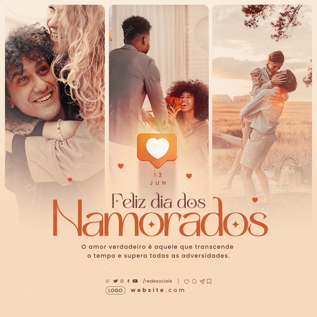 Dia dos Namorados 12 de Junho o Amor Verdadeiro é Aquele que Transcende Social Media PSD Editável