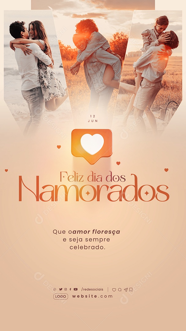 Story Dia dos Namorados 12 de Junho que o Amor Floresça Social Media PSD Editável