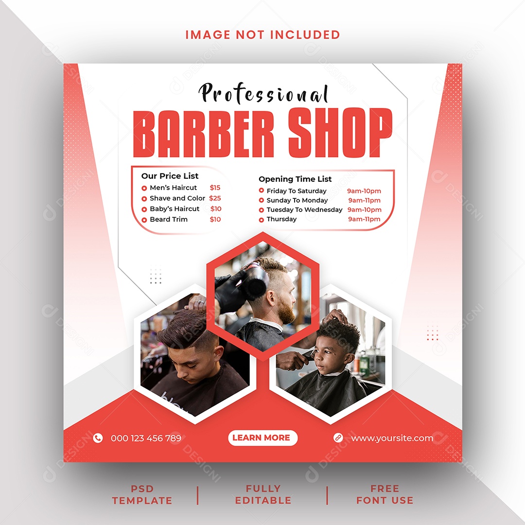 Barbearia Profissional Social Media PSD Editável