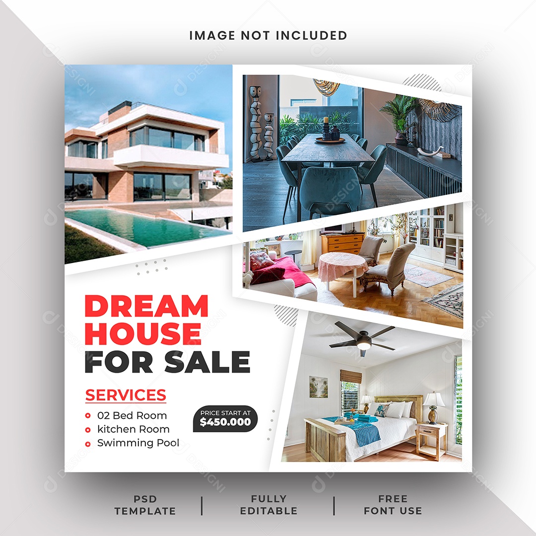 Imobiliária Encontre o Imóvel Dos Seus Sonhos Social Media PSD Editável