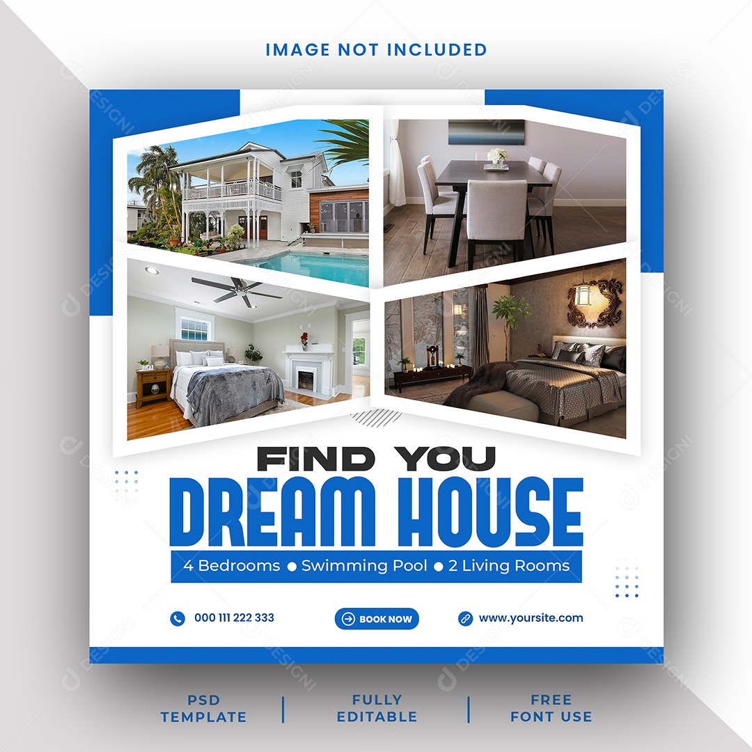 Imobiliária Encontre o Imóvel Dos Seus Sonhos Social Media PSD Editável