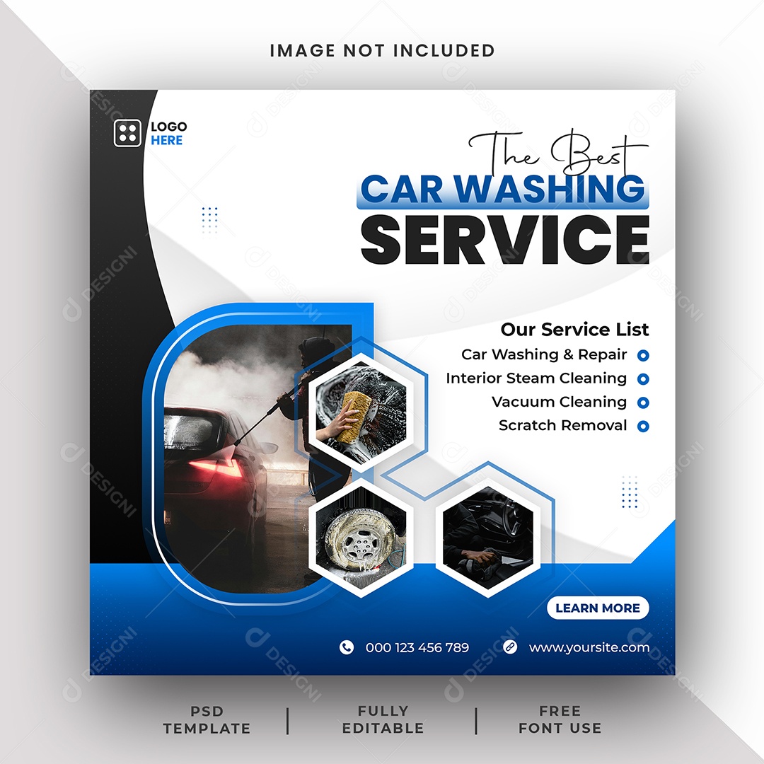 Lava Jato o Melhor Serviço de Lavagem de Carros Social Media PSD Editável