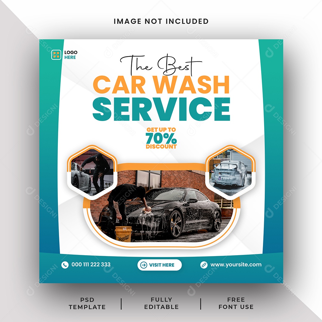 Lava Jato o Melhor Serviço de Lavagem de Carros Social Media PSD Editável