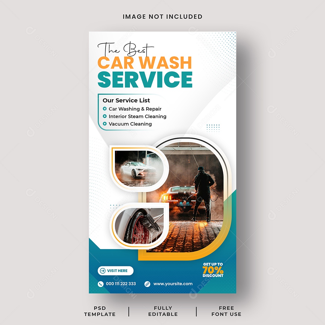 Lava Jato o Melhor Serviço de Lavagem de Carros Social Media PSD Editável