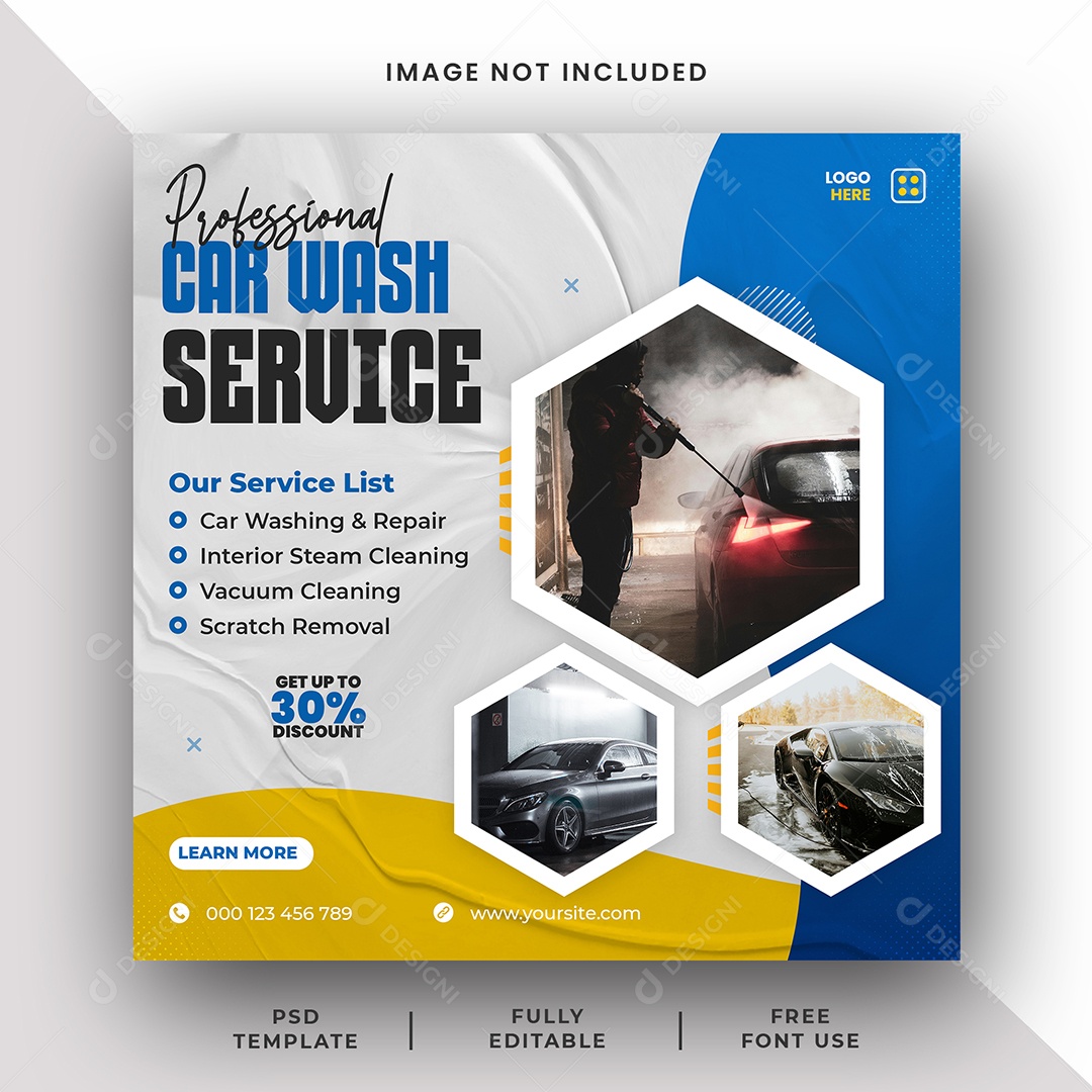 Lava Jato Serviço Profissional de Lavagem de Carros Social Media PSD Editável