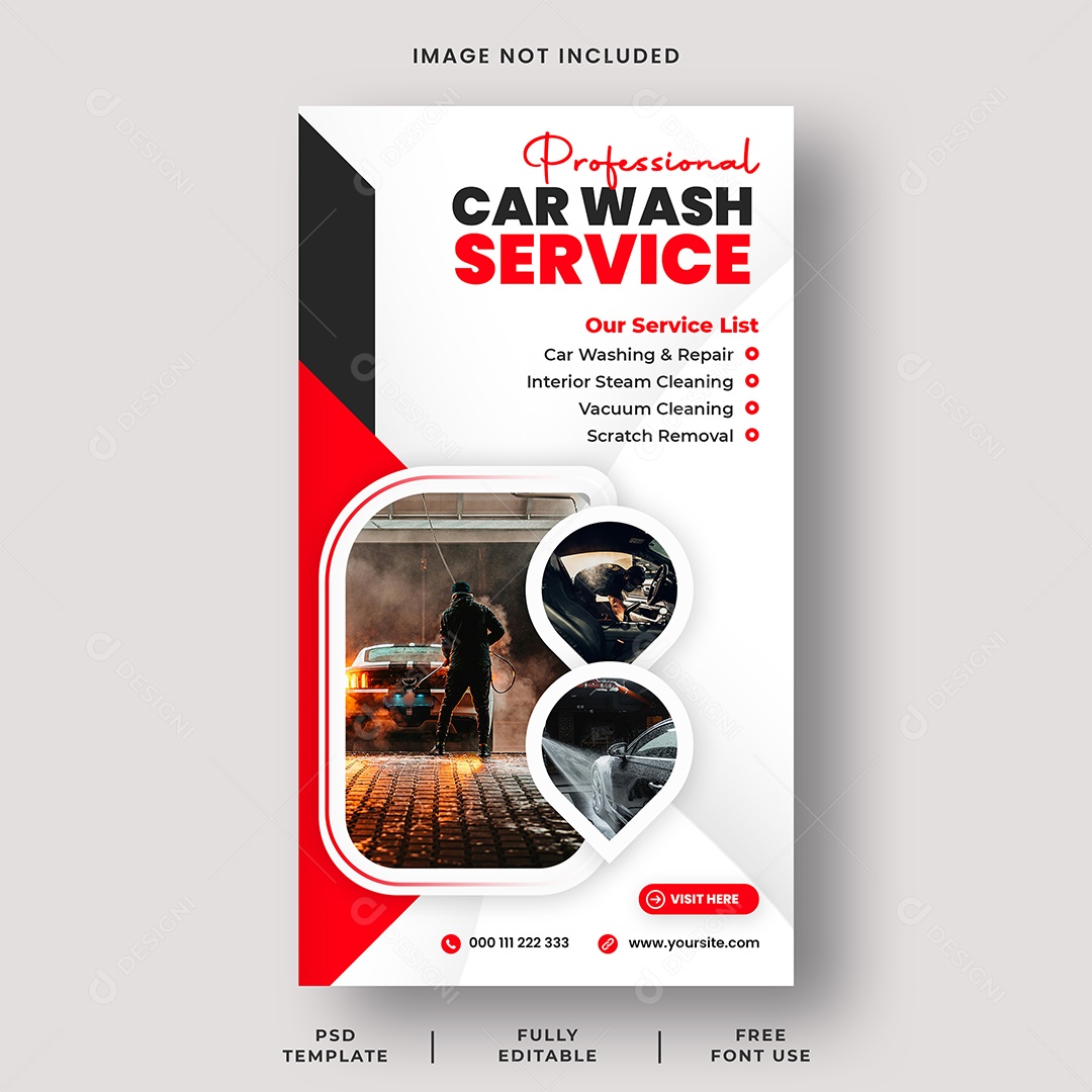 Lava Jato Serviço Profissional de Lavagem de Carros Social Media PSD Editável