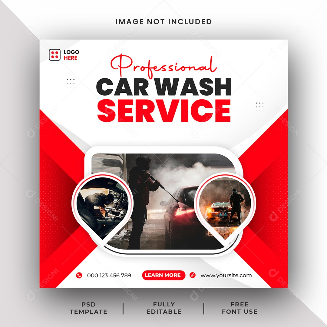 Lava Jato Serviço Profissional de Lavagem de Carros Social Media PSD Editável