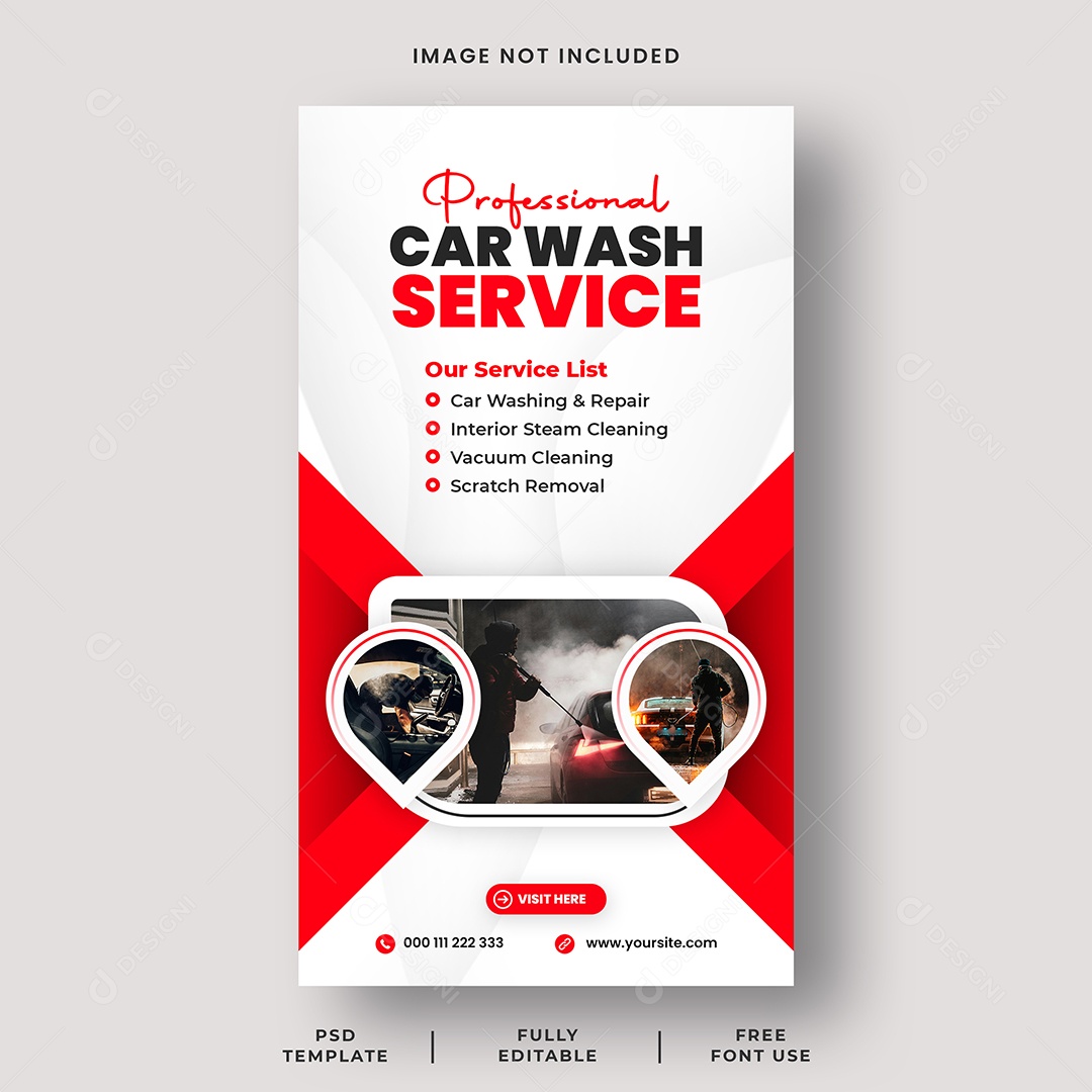 Lava Jato Serviço Profissional de Lavagem de Carros Social Media PSD Editável