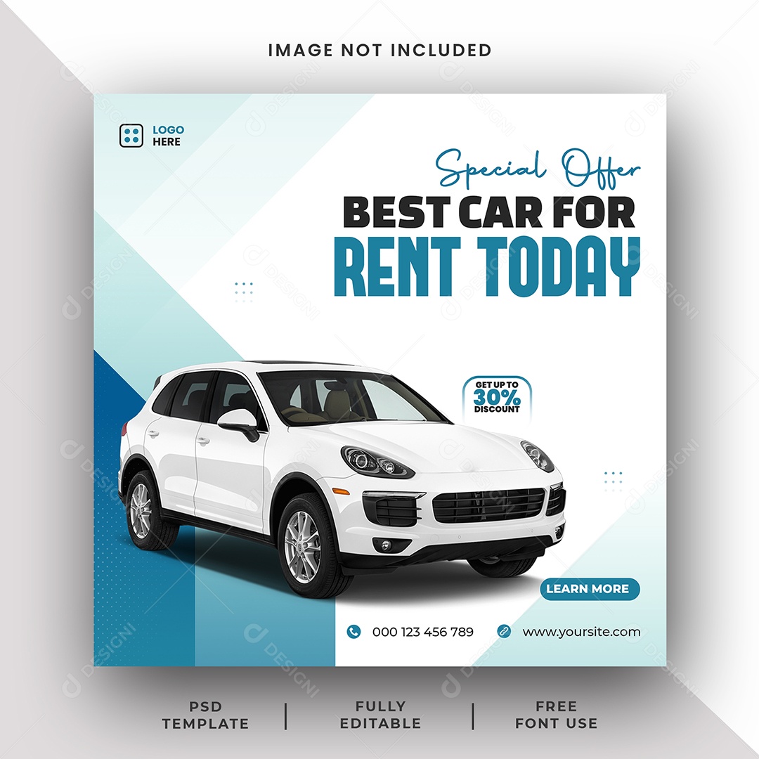 Locadora Oferta Especial Melhor Carro Para Alugar Social Media PSD Editável
