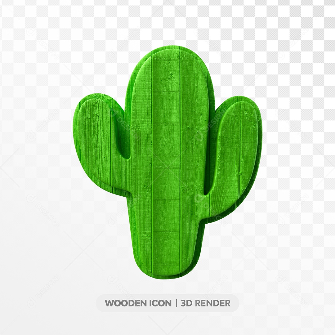 Cacto de Madeira Elemento 3D de São João para Composição PSD