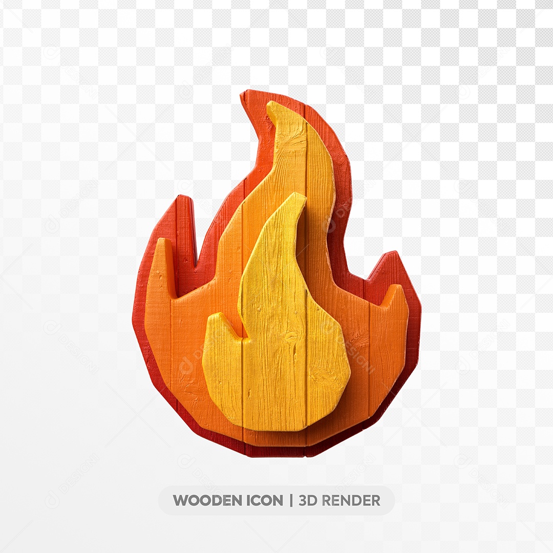 Fogueira de Madeira Elemento 3D para Composição PSD