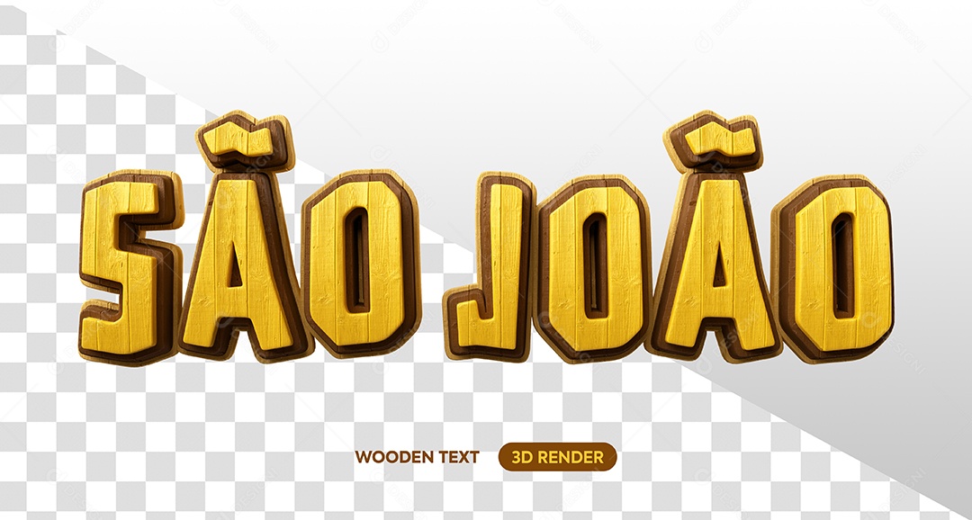 São João Amarelo Selo 3D para Composição PSD