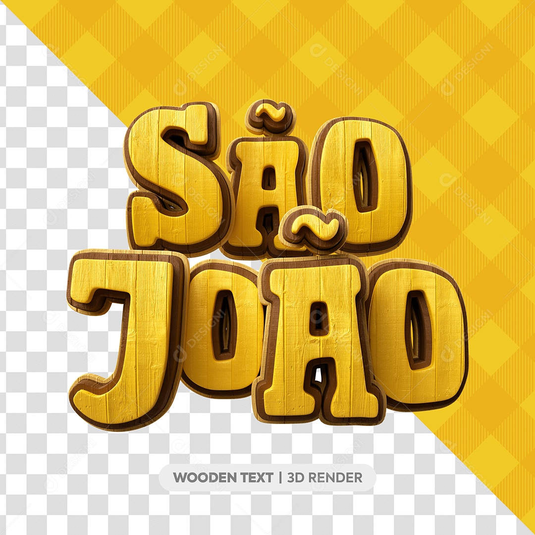 São João Selo 3D Amarelo para Composição PSD