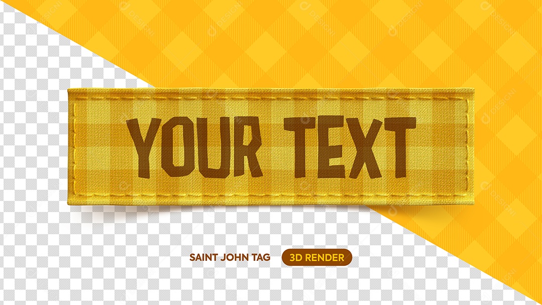 Placa de Tecido Amarelo Elemento 3D para Composição PSD