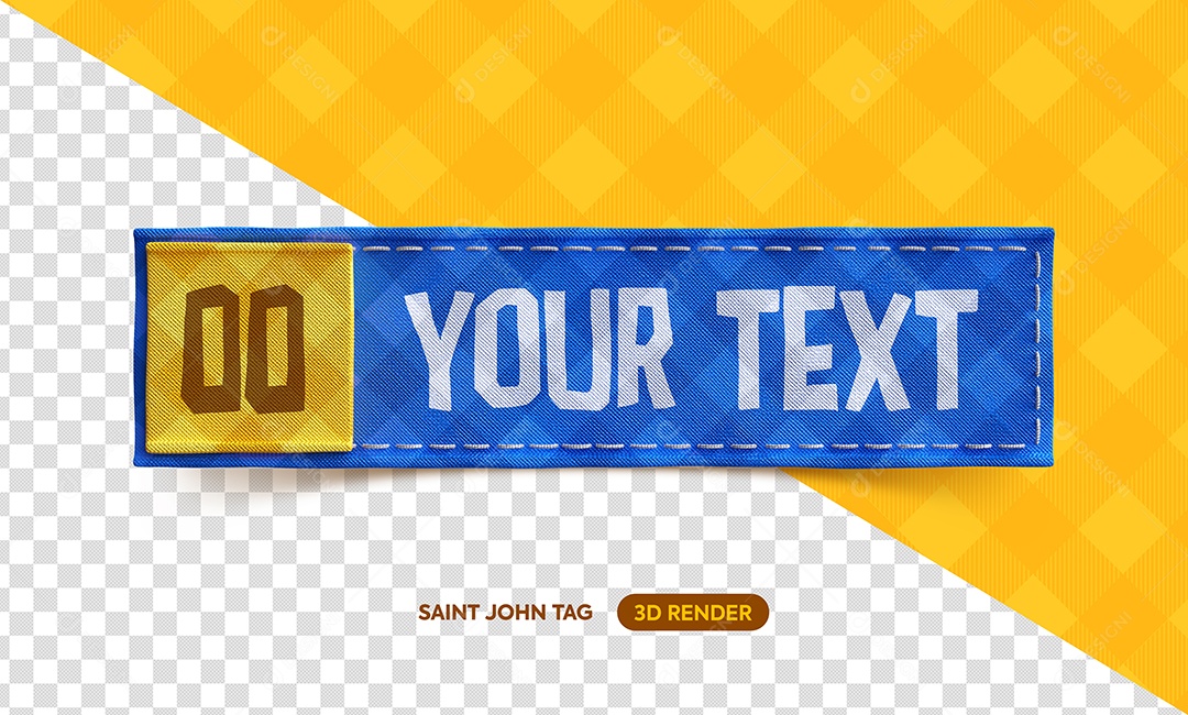 Placa de Tecido Xadrez Azul Elemento 3D para Composição PSD