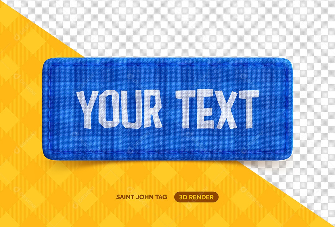 Placa de Tecido Xadrez Elemento 3D Azul para Composição PSD