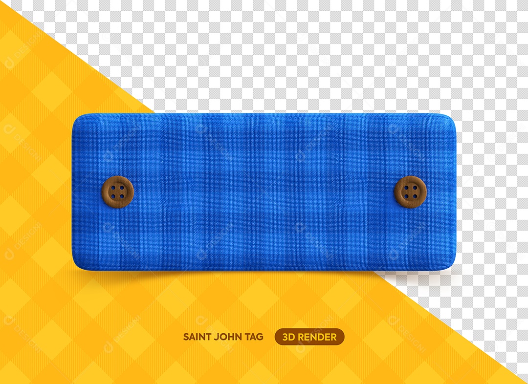 Tecido Xadrez com Botões Elemento 3D Azul para Composição PSD