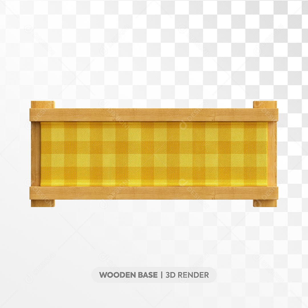 Moldura com Tecido Madeira Elemento 3D Amarelo para Composição PSD