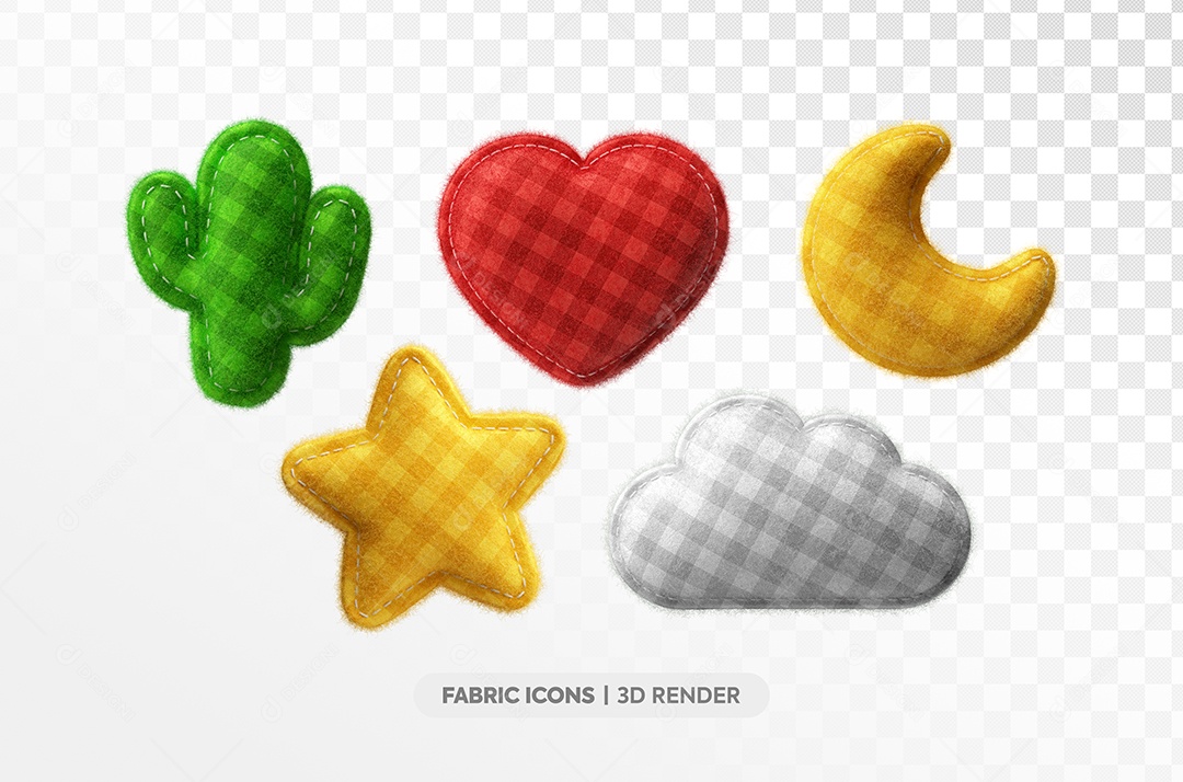 Conjunto de Figuras de Tecido Elemento 3D para Composição PSD