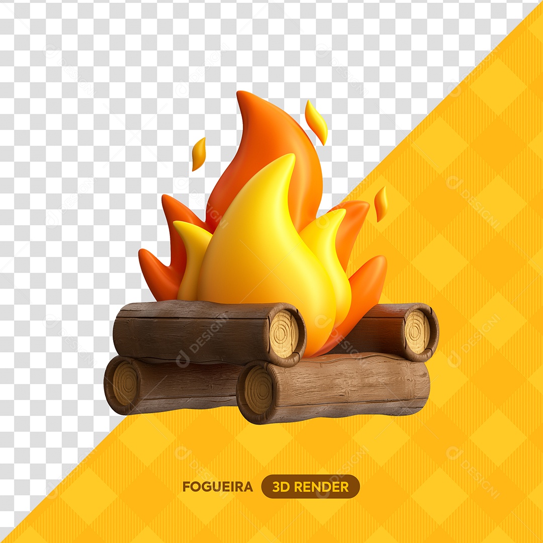 Fogueira de São João Elemento 3D para Composição PSD