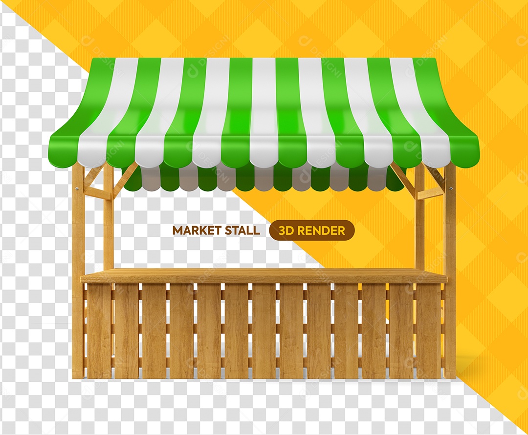 Barraca de São João Elemento 3D Branco e Verde para Composição PSD