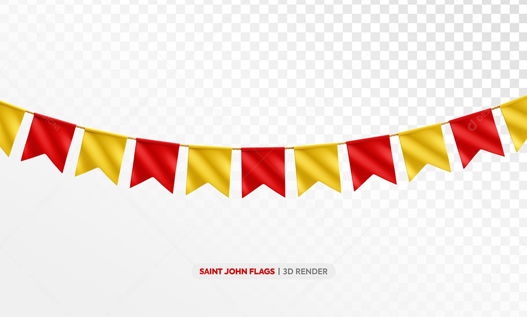 Bandeirolas de São João Elemento 3D para Composição PSD