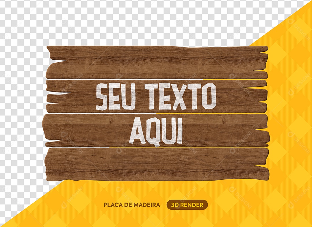 Placa de Madeira Elemento 3D para Composição PSD