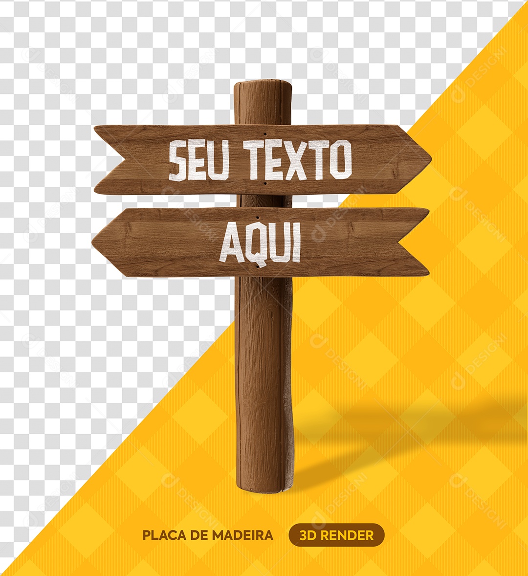 Placa e Torno de Madeira Elemento 3D Marron para Composição PSD