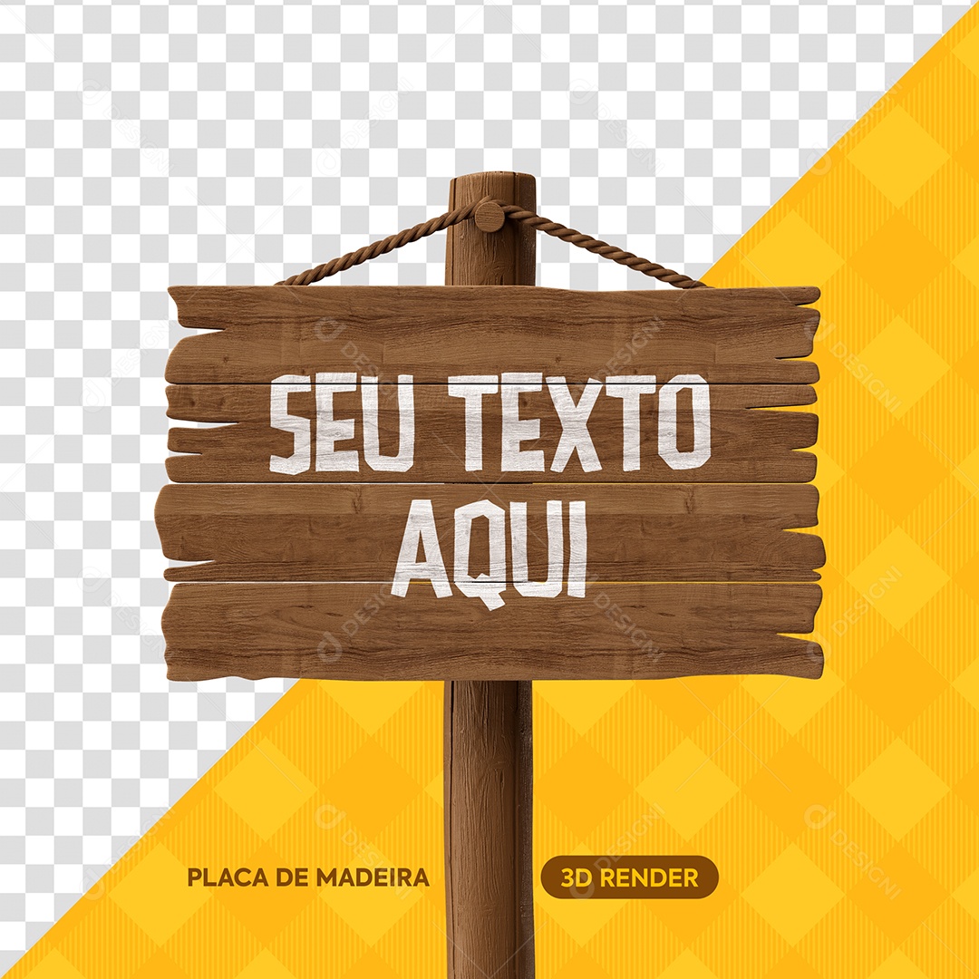 Placa de Madeira e Torno Elemento 3D Marron para Composição PSD