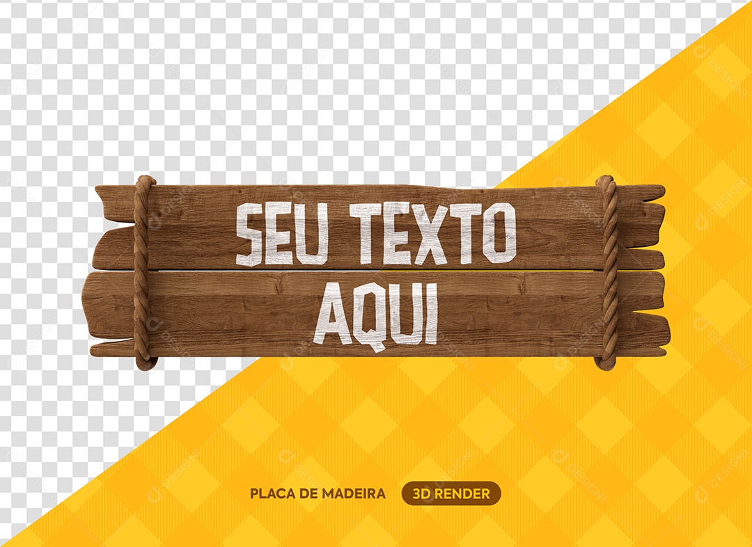 Placa de Madeira e Corda Elemento 3D Marron para Composição PSD
