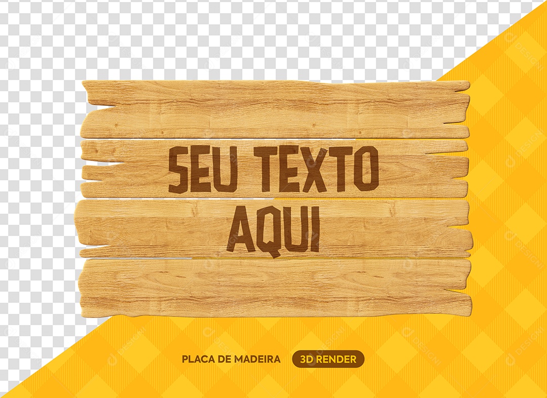 Placa de Madeira Marron Elemento 3D para Composição PSD