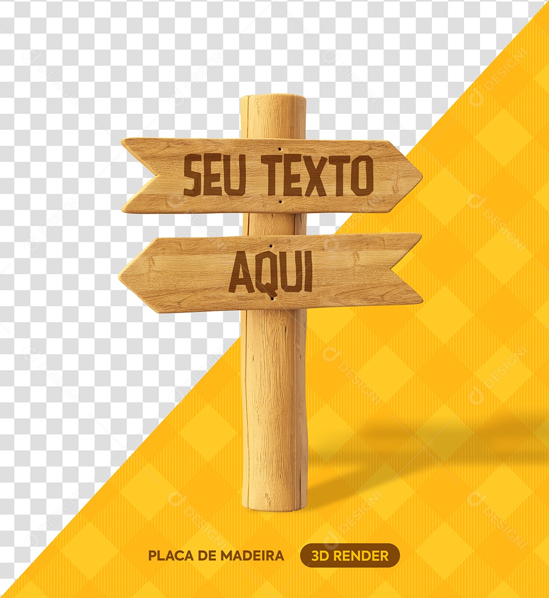 Placa de Madeira e Torno Elemento 3D Marron para Composição PSD