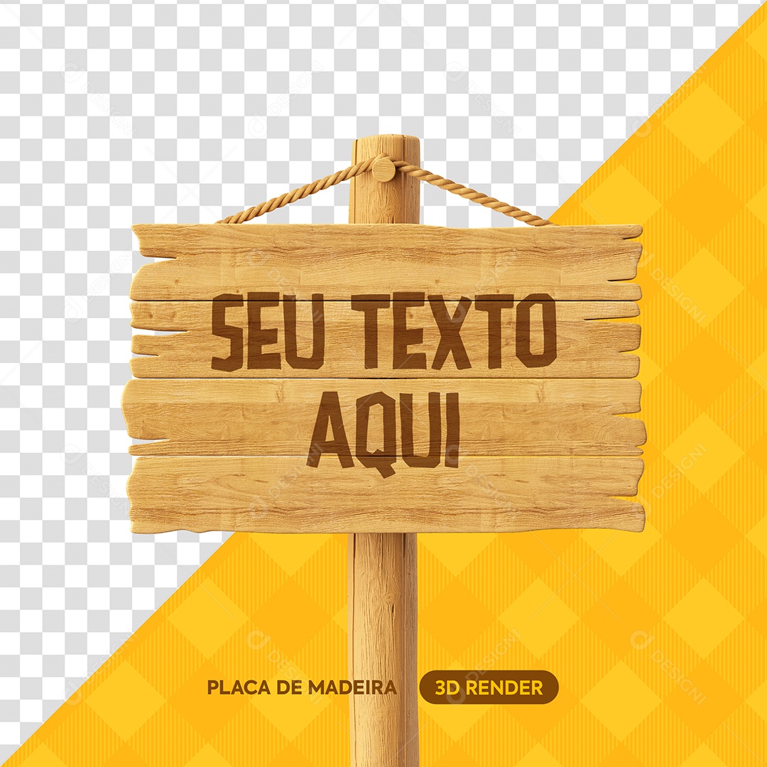 Placa de Madeira e Corda Elemento 3D para Composição PSD