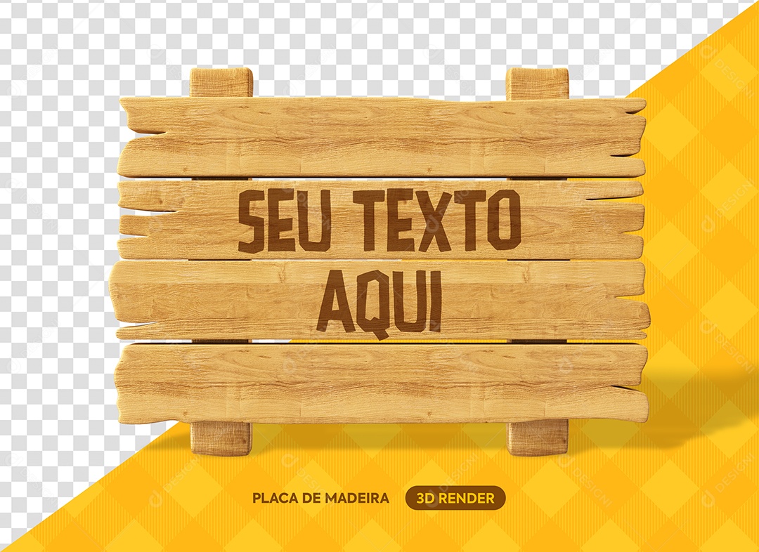 Placa de Madeira Elemento 3D de São João para Composição PSD