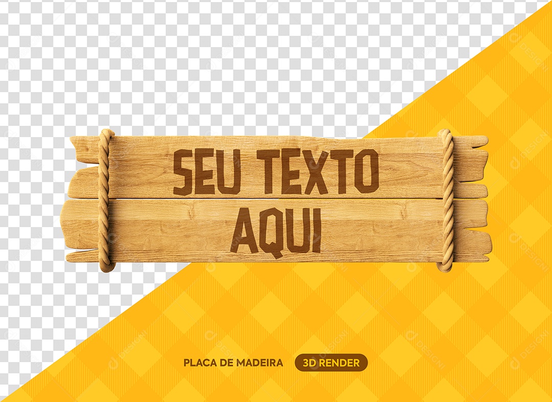 Placa de Madeira Elemento 3D para Composição PSD