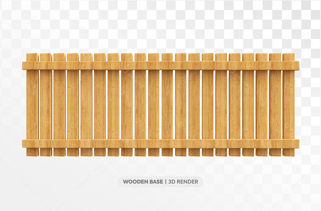 Cerca de Madeira Marron Elemento 3D para Composição PSD
