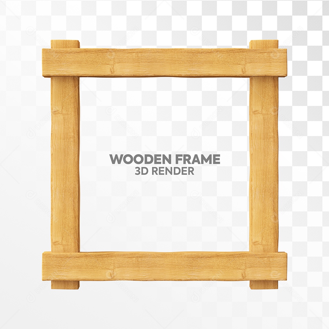 Moldura de Madeira Elemento 3D para Composição PSD
