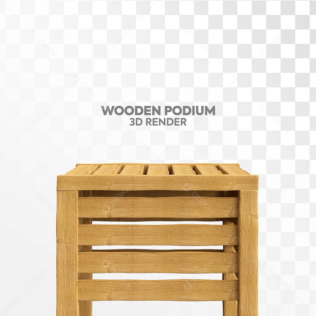 Caixote de Madeira Elemento 3D Marron para Composição PSD
