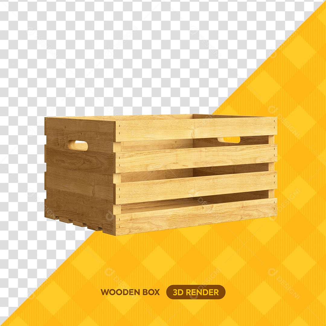 Caixote de Madeira de São João Elemento 3D para Composição PSD