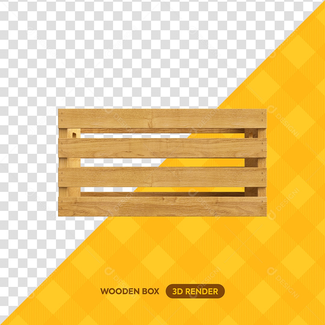 Caixote de Madeira Elemento 3D de São João para Composição PSD