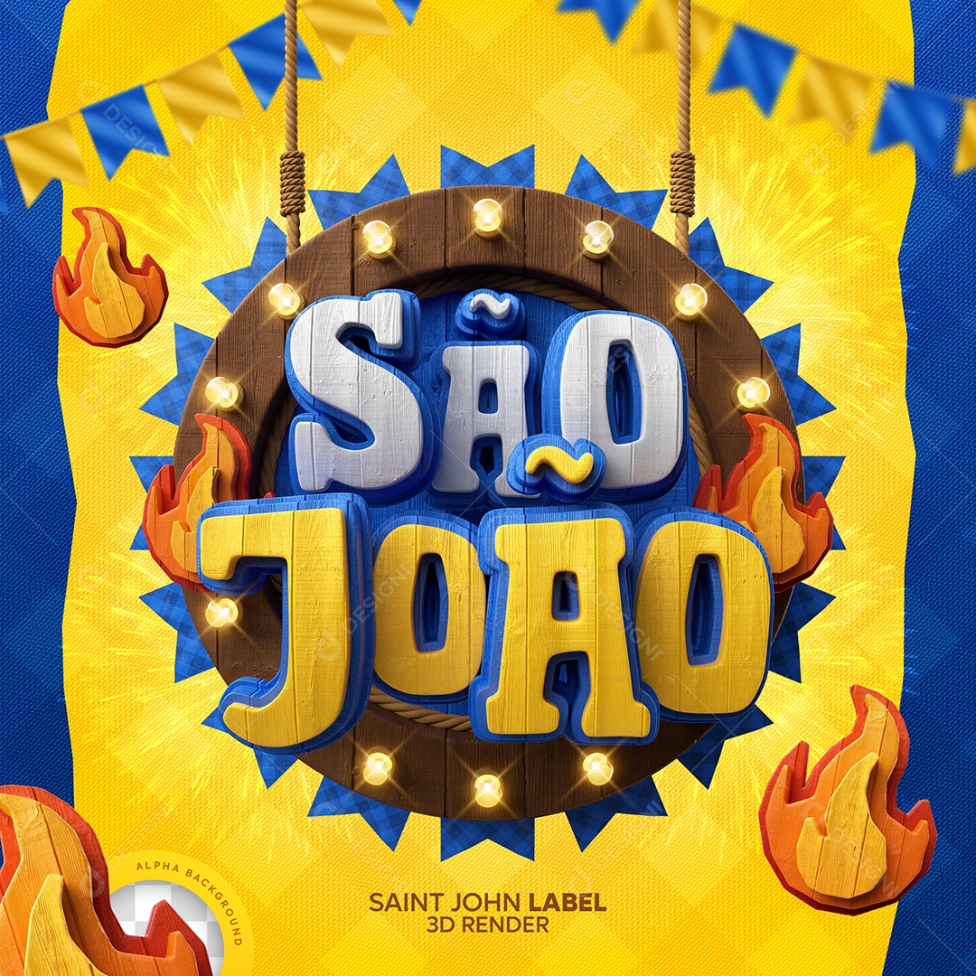 São João Selo 3D para Composição PSD