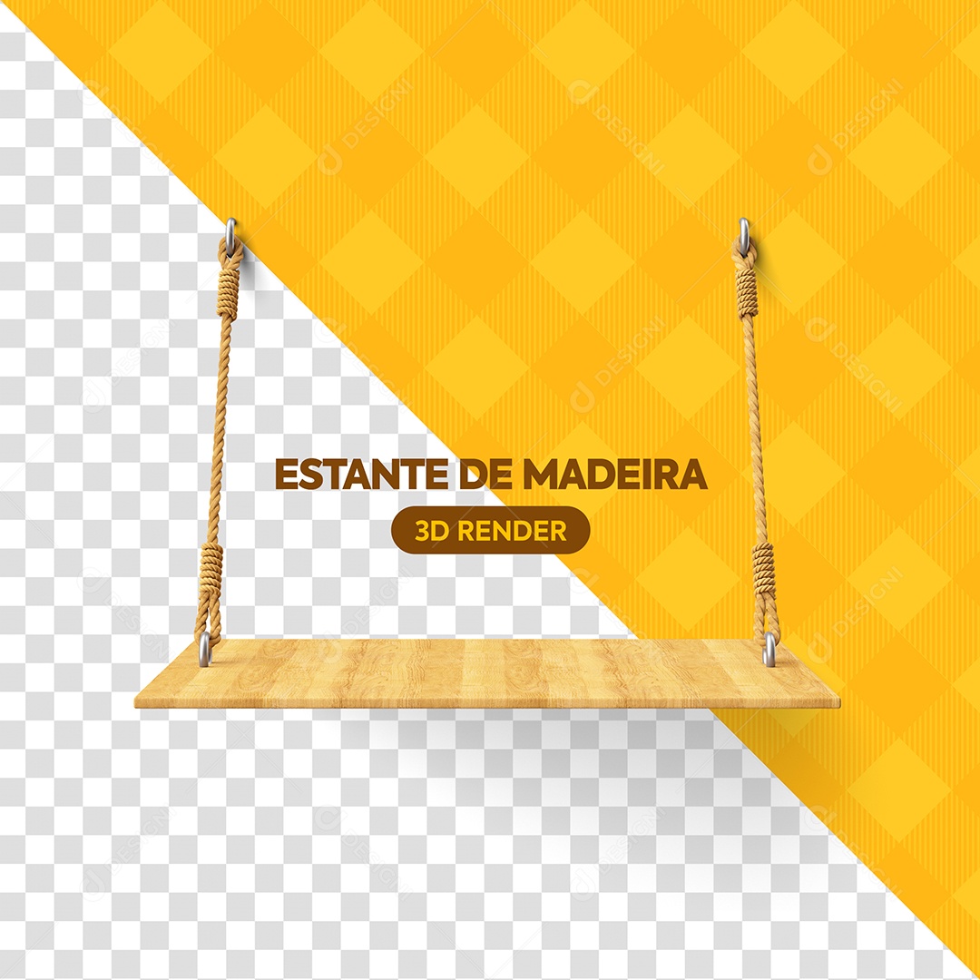 Estante de Madeira Elemento 3D para Composição PSD