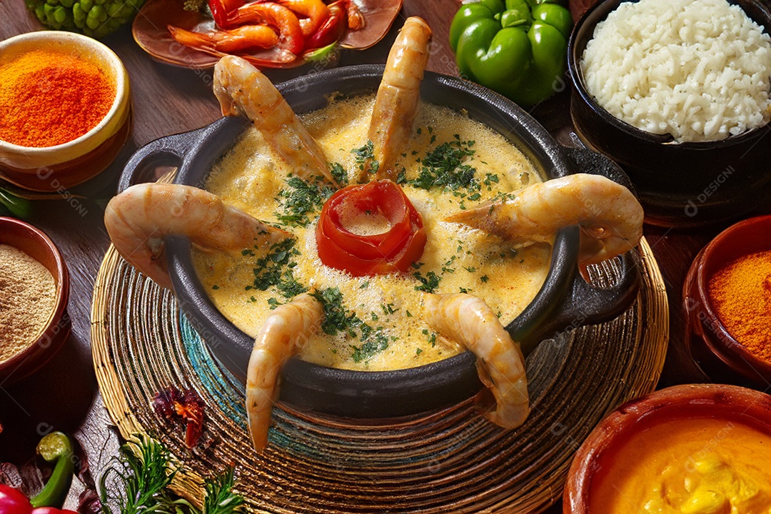 Moqueca de camarão cremosa