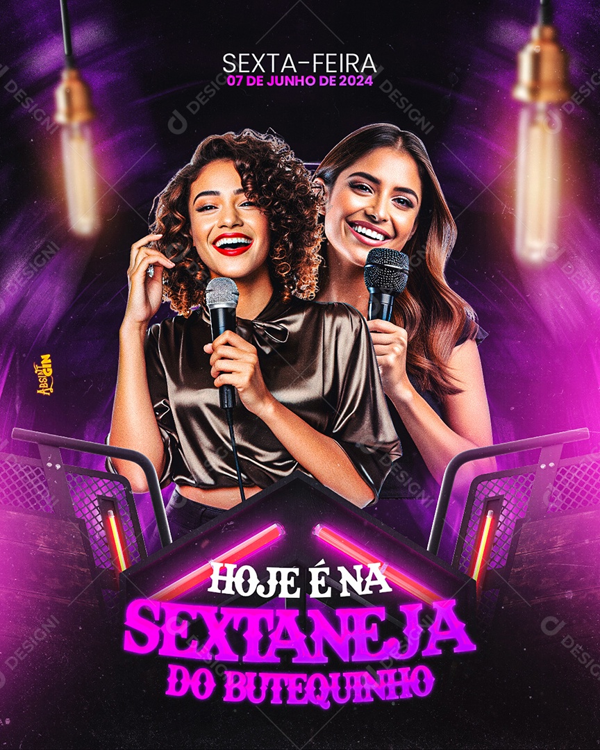 Flyer Hoje é Na Sextaneja do Butequinho Social Media PSD Editável