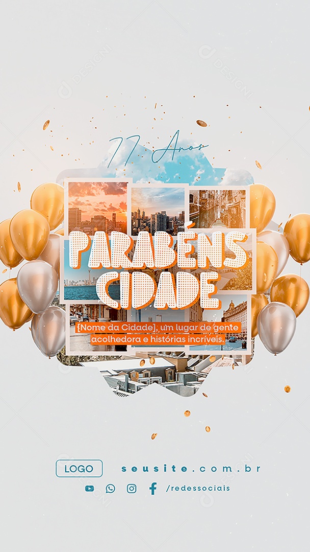 Story Parabéns Cidade Um Lugar de Gente Acolhedora e Histórias Incríveis Social Media PSD Editável