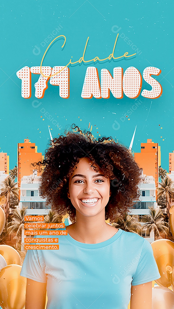 Story Social Media Parabéns Cidade 174 Anos PSD Editável