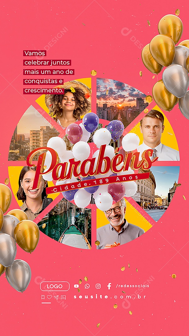 Story Parabéns Cidade 189 Anos Social Media PSD Editável