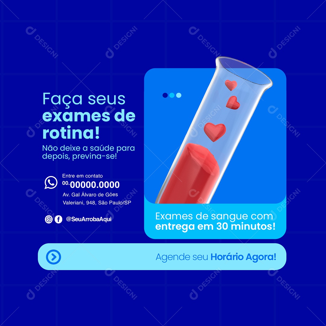 Laboratório Faça seus Exames de Rotina Social Media PSD Editável
