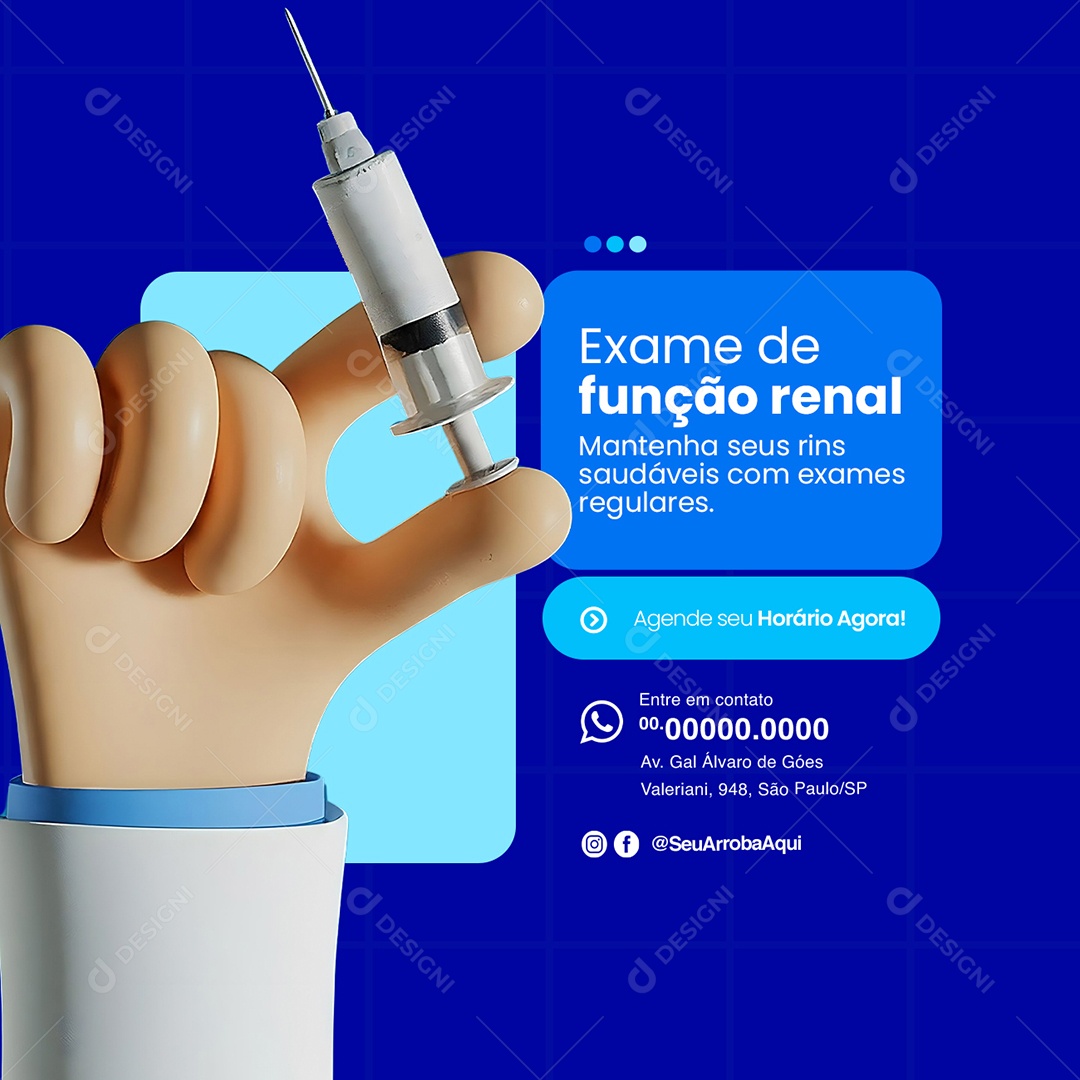 Laboratório Exame de Função Renal Social Media PSD Editável