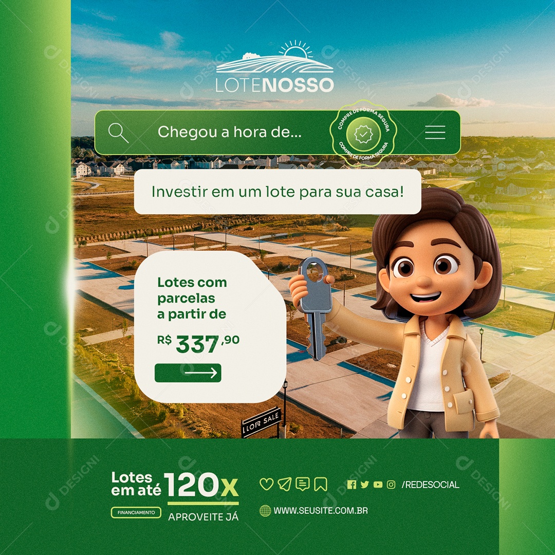 Loteamento Chegou a Hora Social Media PSD Editável